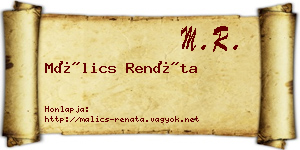 Málics Renáta névjegykártya
